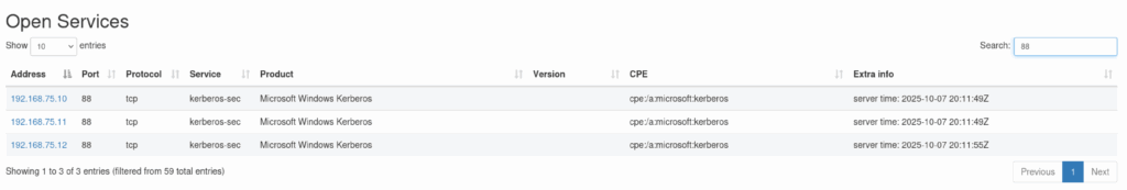 Machines with kerberos port 88 open - Domain Controllers